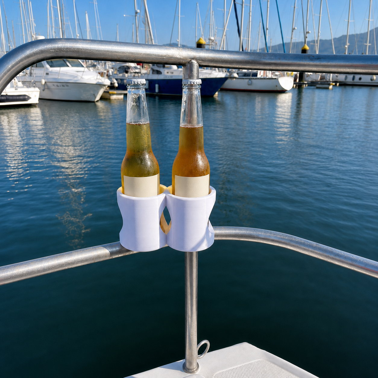 Portabotellas doble instalado a bordo